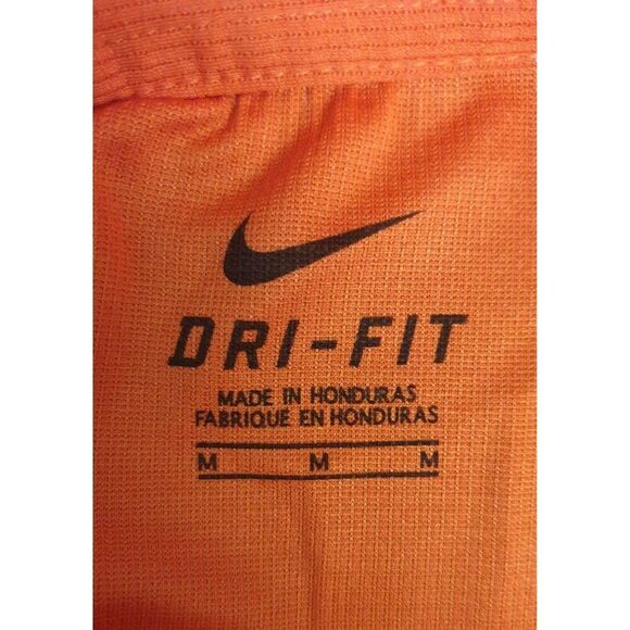 Nike Men's Polo Shirt M Orange Dri-Fit Golf Sports Short Sleeve Button Knit - Picture 4 of 5